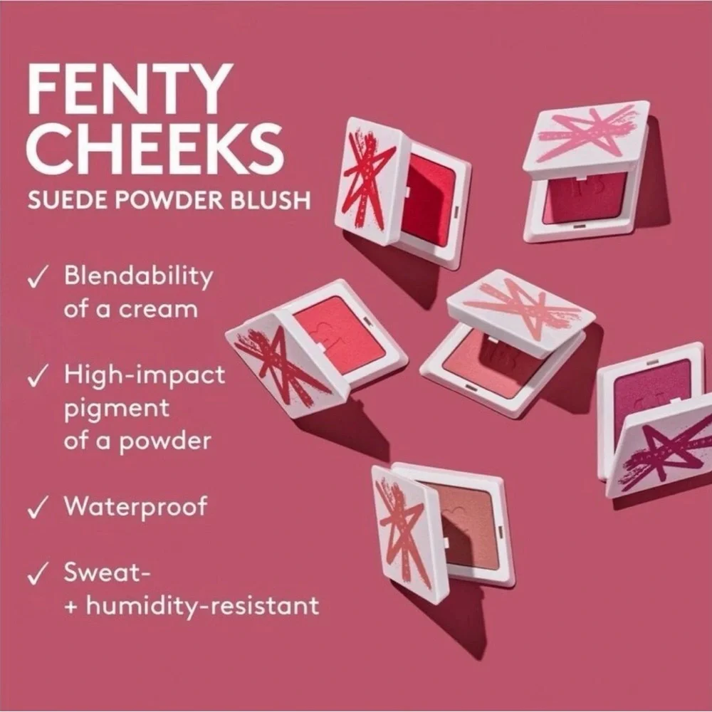 New Fenty Beauty Fenty Cheeks Suede Powder Blush Lolly Poppy for Medium Tones